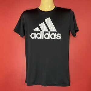 Adidas Boy's Black Poly Sport Crew Performance T-shirt - Size Large (14-16)